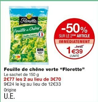 Florette feuille de chêne verte