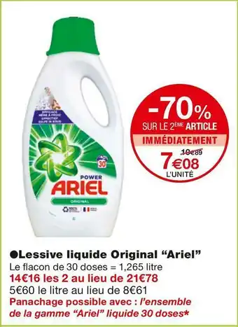 Monoprix Ariel lessive liquide original offre