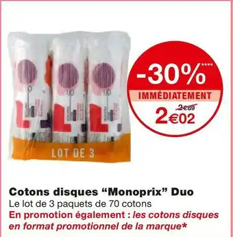 Monoprix Monoprix cotons disques duo offre