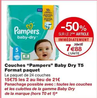 Pampers couches “pampers” baby dry t5 format paquet