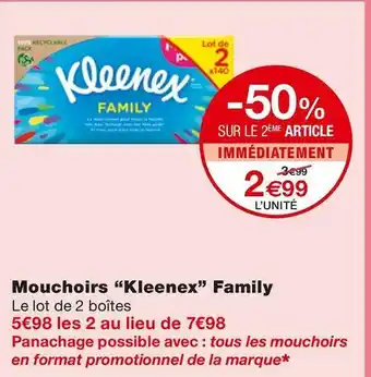 Monoprix Kleenex mouchoirs family offre