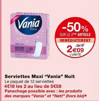 Monoprix Vania serviettes maxi nuit offre