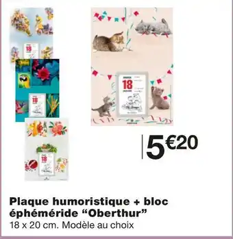 Monoprix Oberthur plaque humoristique + bloc éphéméride offre