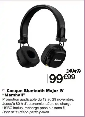 Monoprix Marshall casque bluetooth major iv offre