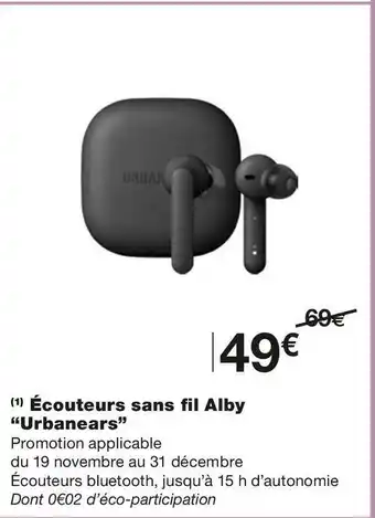 Monoprix Urbanears écouteurs sans fil alby offre