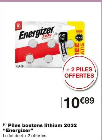 Energizer piles boutons lithium 2032