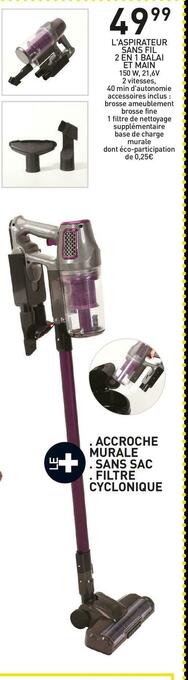 L'aspirateur sans fil 2 en 1 balai et main