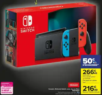 Carrefour Market Nintendo console «nintendo switch» avec joy-con néon offre