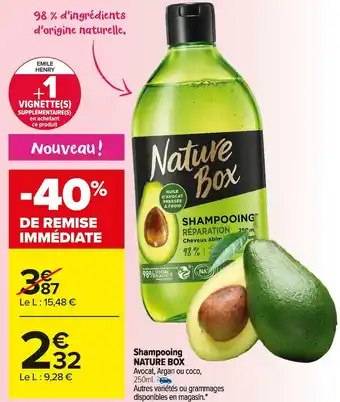 Carrefour Market Nature box shampooing offre
