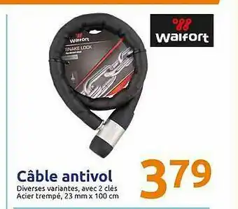 Action Câble Antivol Walfort offre
