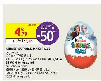 Intermarché Hyper Kinder Surprise Maxi Fille offre