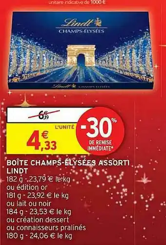 Intermarché Hyper Boîte Champs-élysées Assorti Lindt offre