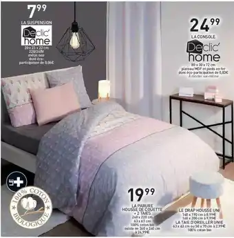 Stokomani La Suspension, La Parure Housse De Couette + 2 Taies, Le Drap Housse Uni , La Console Declic' Home offre