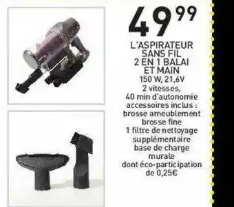 Stokomani L'aspirateur Sans Fil 2 En 1 Balai Et Main offre