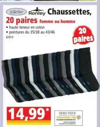 Norma Chaussettes, 20 Paires Femme Ou Homme Ronley ElleNor offre