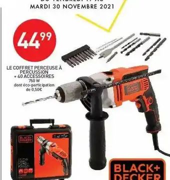 Le Coffret Perceuse à Percussion + 40 Accessoires Black+decker