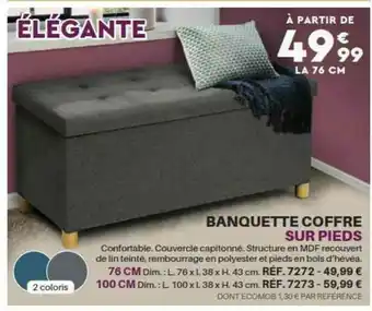 Shopix Banquette Coffre Sur Pieds élégante offre