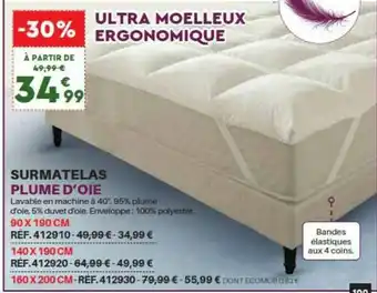 Shopix Surmatelas Plume D'oie 90 X 190 Cm 140 X 190 Cm 160 X 200 Cm offre