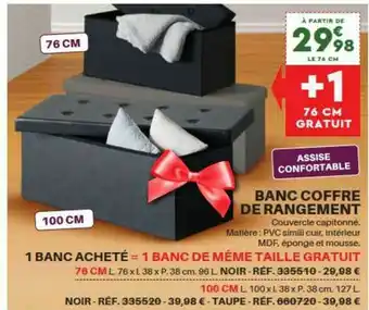 Shopix Banc Coffre De Rangement 1 Banc Acheté = 1 Banc De Même Taille Gratuit offre