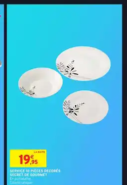 Service 18 pièces décorés secret de gourmet en porcelaine coloris unique