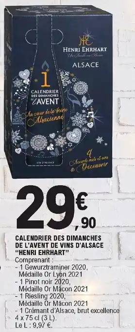 Calendrier Des Dimanches De L'Avent De Vins D'Alsace "Henri Ehrhart"
