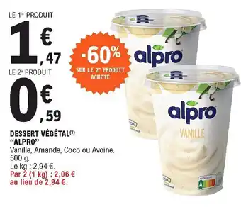 E.Leclerc Dessert Vègètal "Alpro" offre