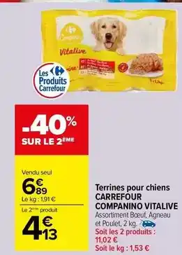 Carrefour Market Carrefour - terrines pour chiens companino vitalive offre