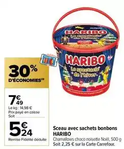 Carrefour Haribo - sceau avec sachets bonbons offre