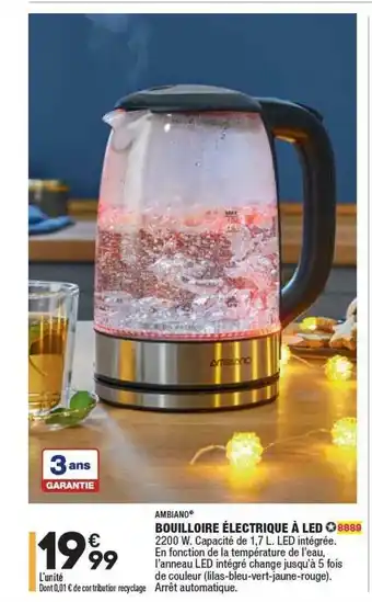 ALDI Bouilloire électrique à Led Ambiano offre