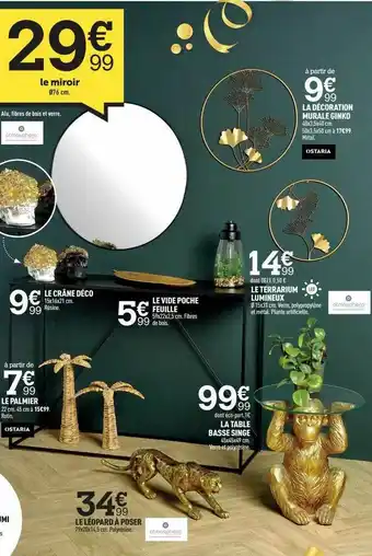 Centrakor Le Crâne Déco, Le Palmier, Le Vide Poche Feuille, Le Terrarium, La Table Basse Single, Le Léopard à Poser, La Décoration Mura offre