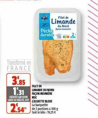 Coccimarket Filet De Limande Du Nord Façon Meunière Msc L'assiette Bleue offre
