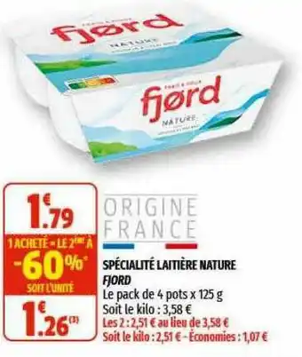 Coccimarket Spécialité Laitière Nature Fjord offre
