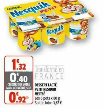 Coccimarket Dessert Lacté Petit Nesquik Nestlé offre