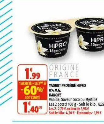 Coccimarket Yaourt Protéiné Hipro 0% M.g. Danone offre