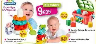 Kandy Tour Des Anneaux, Panier Trieur De Formes, Tour De Véhicules Baby Clementoni offre