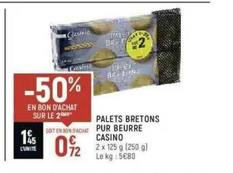 Spar Palets Bretons Pur Beurre Casino offre