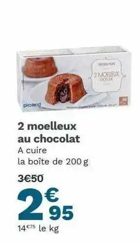 Picard 2 Moelleux Au Chocolat offre