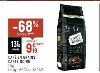 Spar Café En Grains Carte Noire offre