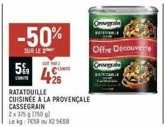 Spar Ratatouille Cuisinée à La Provençale Cassegrain offre