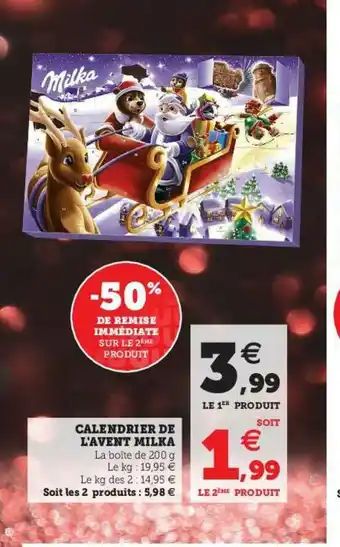 U Express Calendrier De L'avent Milka offre