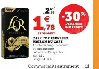 U Express Café L'or Espresso Maison Du Café offre