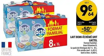 Supeco Lait Demi-écrémé Uht Lactel offre