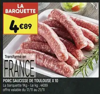Leader Price Porc saucisse de toulouse offre