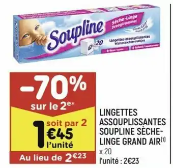 Lingettes assouplissantes soupline sèche-linge grand air