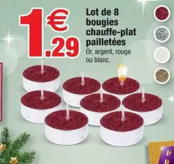 Lot de 8 bougies chauffe-plat pailletées
