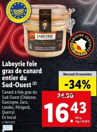 Lidl Labeyrie foie gras de canard offre