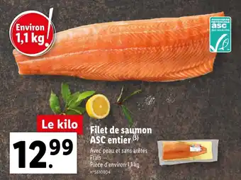 Lidl Filet de saumon ASC entier offre