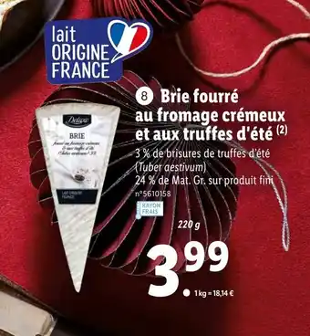 Lidl Brie fourré au fromage crémeux et aux truffes d'été offre