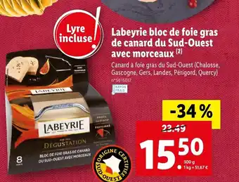 Lidl Labeyrie bloc de foie gras de canard du sud-ouest offre
