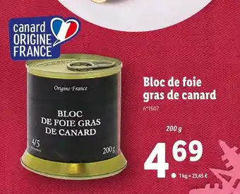Lidl Bloc de foie gras de canard offre